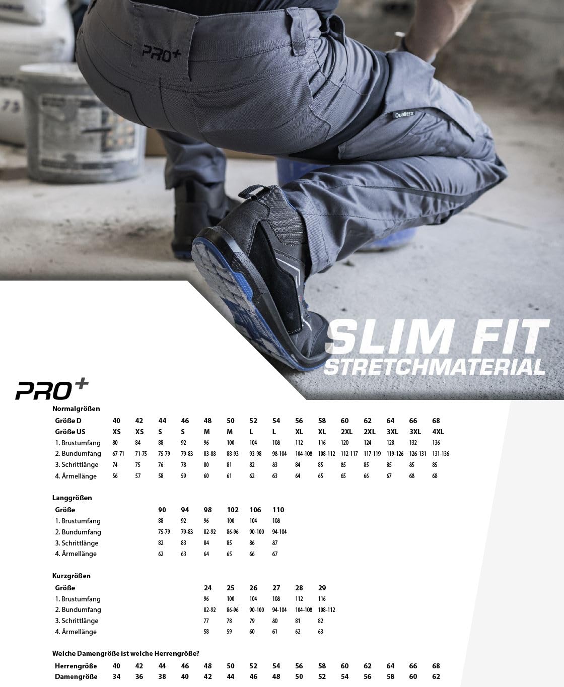 Qualitex Pro+ Arbeitshose Stretch Flex Bundhose Workwear Herren Cargo Hose Premium