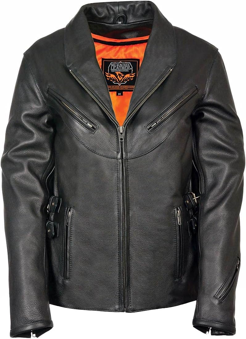 Milwaukee Leather MLL2510 Ladies Black Leather Vented Jacket With Side Buckles