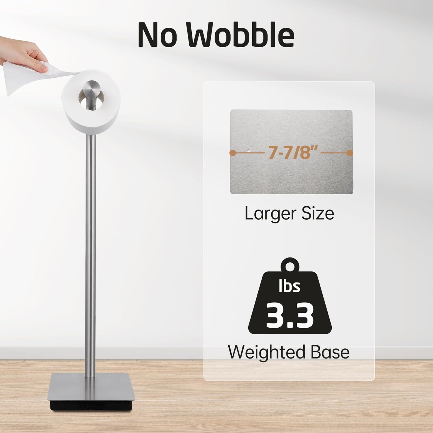 KES Freestanding Toilet Paper Holder Stand Bathroom Toilet Paper Storage Stainless Steel Brushed Steel, BPH286S1A-2