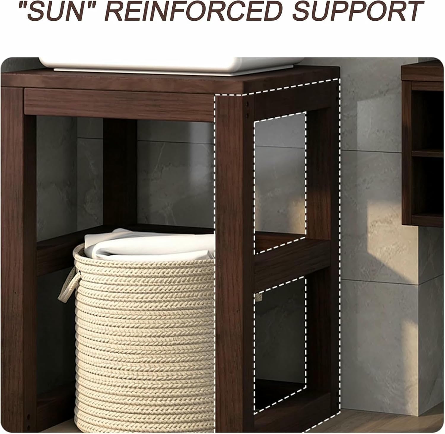 Modern Wood Organizer Stand for Sweeping Robot Vacuum Cabinet, Sweeping Cleaner Rack for Living Room, Dining Room,Kitchen, Home Office