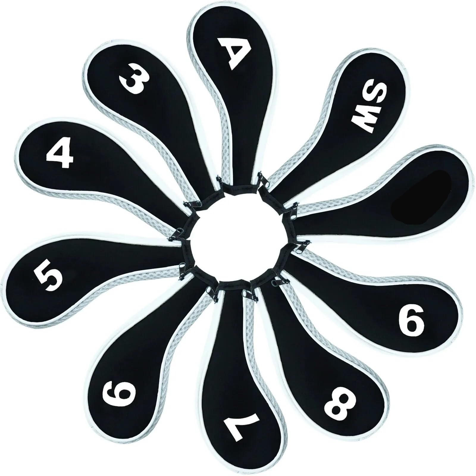 10 Fundas for Cabezas de Palos Golf con Cremallera, Protector for Cabeza, Accesorios, Hierro universales Funda para Cabeza de Palo de Golf