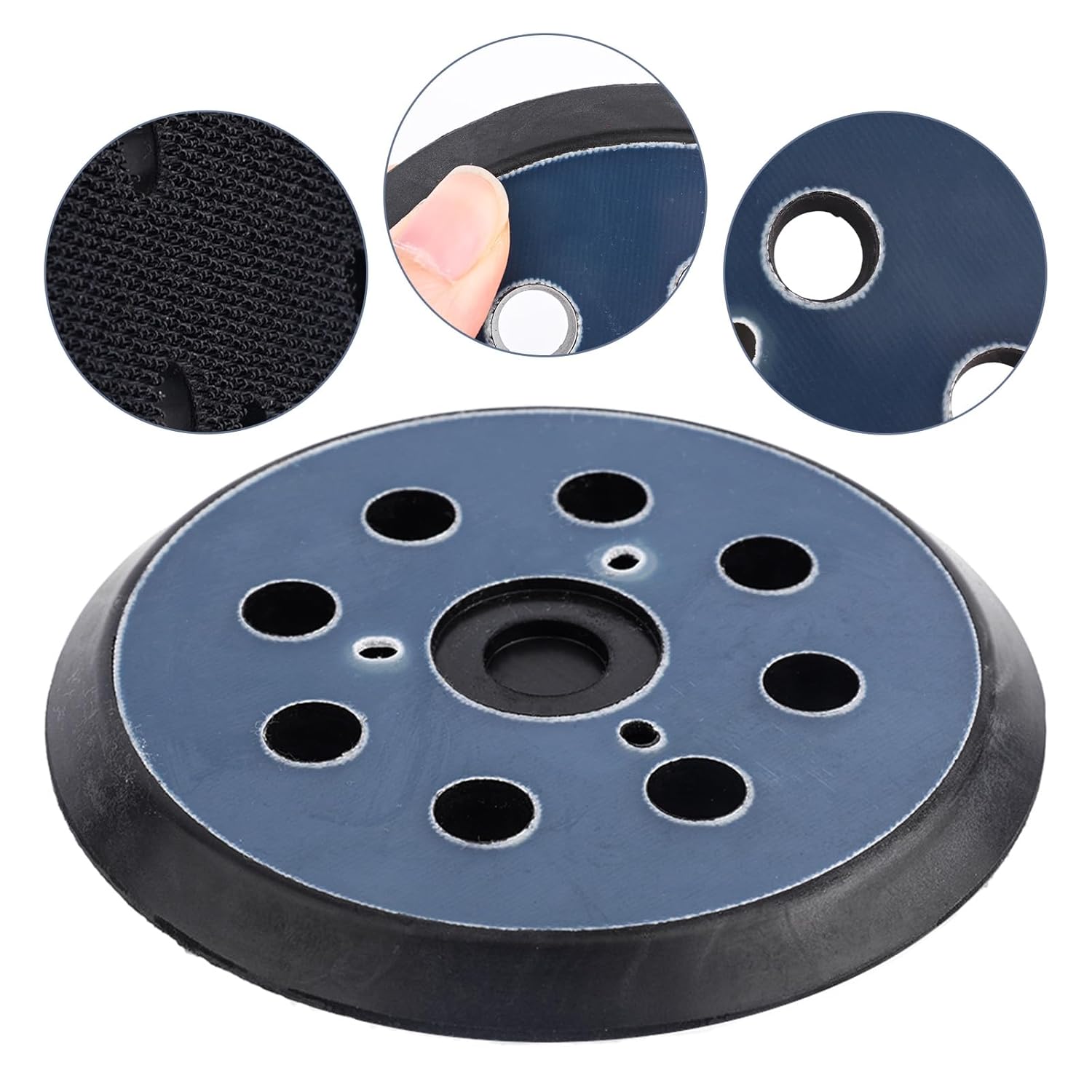2pcs 5in/12mm 8 Hole Orbital Sander Pads Replacement, Hook and Loop Sanding Pad Part with 3 Screw Holes Compatible with Porter Cable Makita Orbital Sander BO5041K BO5031K BO5010 BO5030K