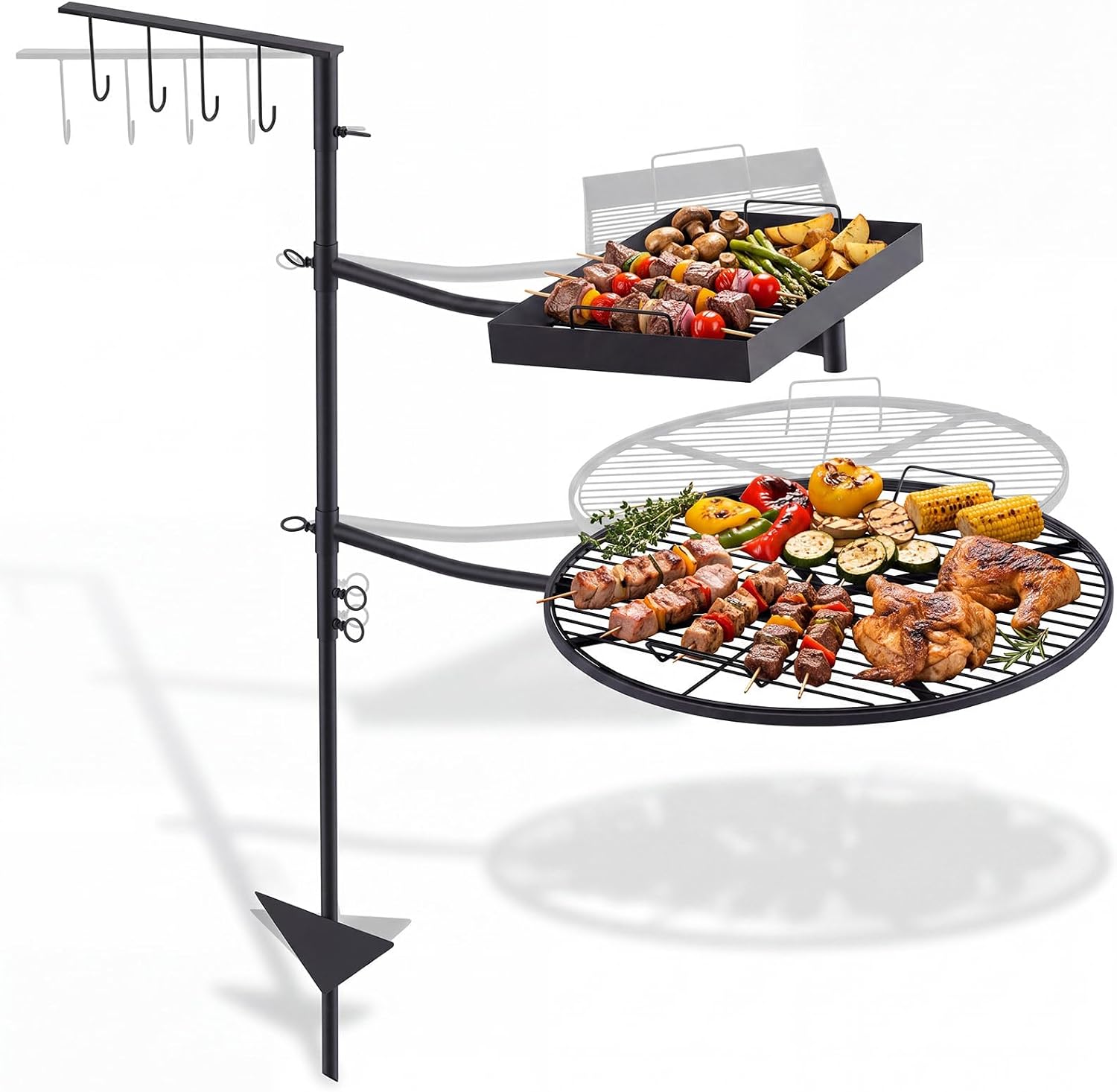22" Round & 16"x10.5" Swivel Campfire Grill Grate, Fire Grill