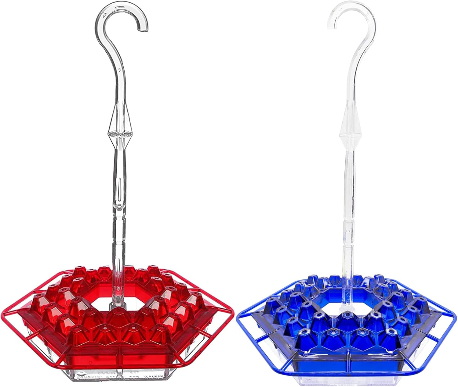 Lil Sweety Hummingbird Feeder- Made in The USA - Leak Proof, Dishwasher Safe, & Durable, UV Resistant - 30 Feeding Ports 12 oz Capacity – Red & Blue