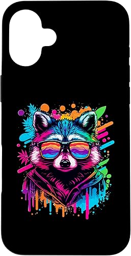 Miniatura 23 de Rainbow Raccoon Sunglasses Vaporwave Synthwave Retrowave Case for iPhone 17 Pro