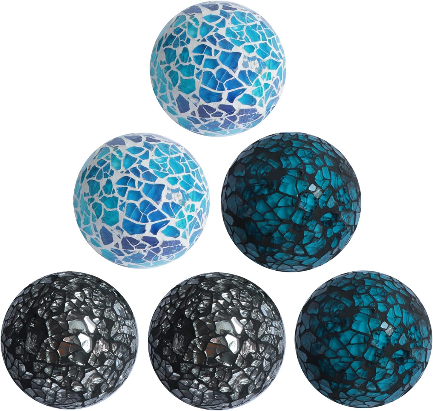 6 Pieces Decorative Glass Balls 2.4" Small Mosaic Sphere Decorative Orbs Centerpiece Balls for Bowls, Vases, Dining Table Decor, Diameter 2.4 Inches (A, 6) : Home & Kitchen