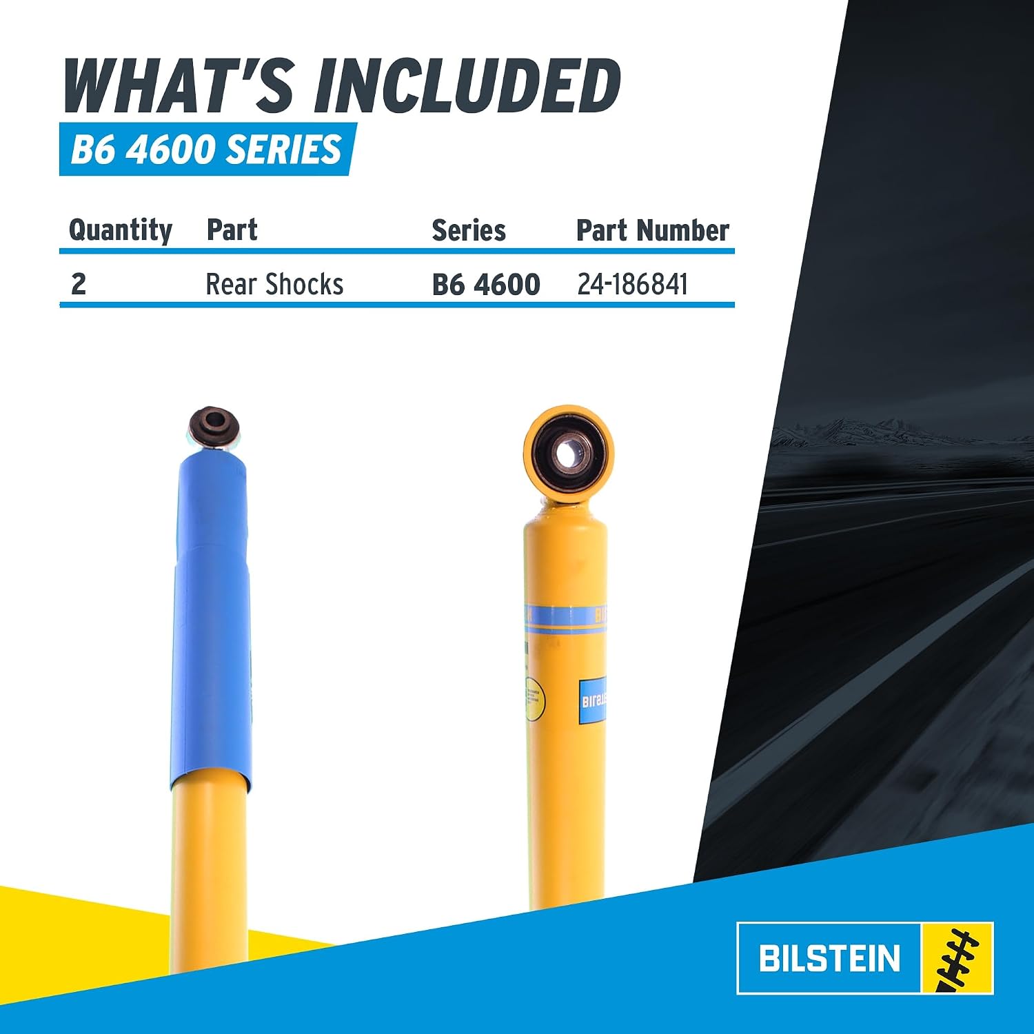 Bilstein Pair of Rear B6 4600 Series Shocks Compatible with 2007-2013 Silverado/Sierra 1500 w/o Electronic Suspension with 0" Rear Lift | Easy Installation