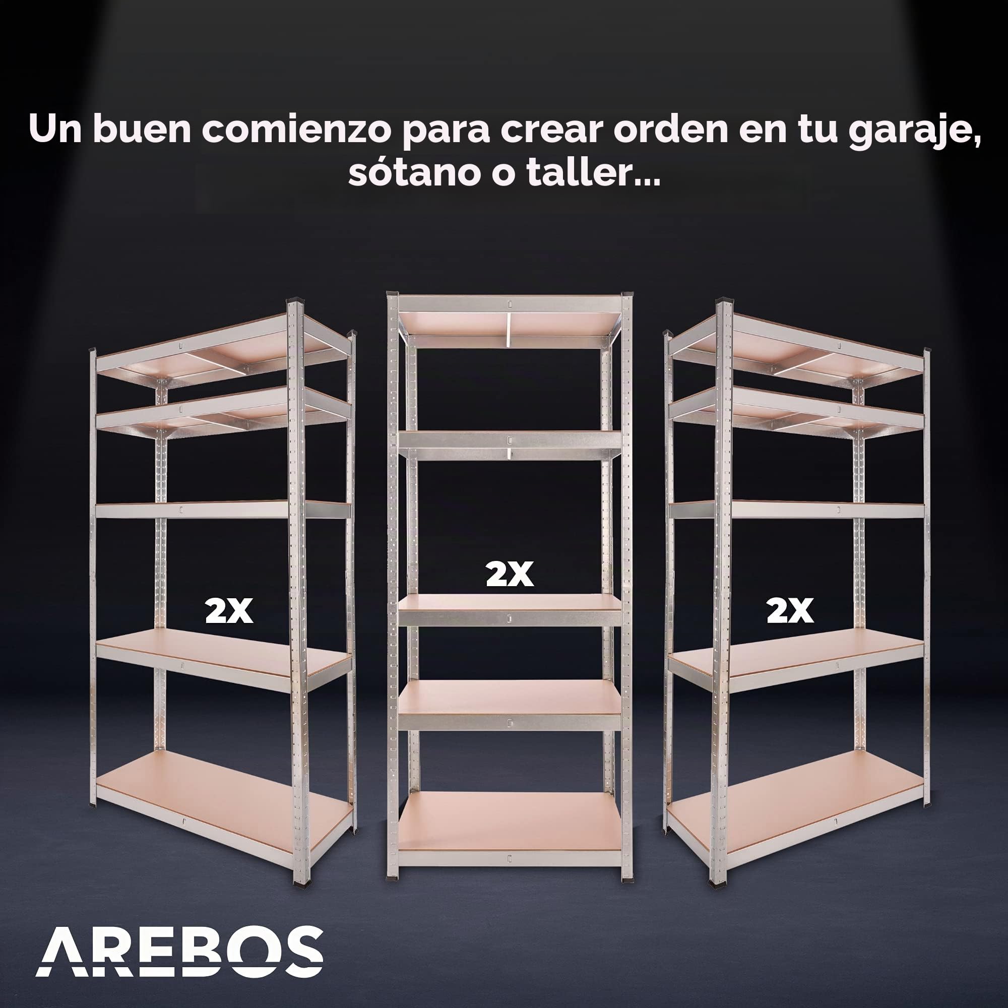 Arebos Estanteria Metalica | Estanterias Almacenaje 180x75x45cm | 875 kg | Estanterías Metálicas | Estanterias Metalicas Almacenaje | 5 Baldas | 2 Unidades