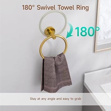 USHOWER Brass Gold Bathroom Accessories Set, 24-Inch Towel Bar Set Wall Mounted, Durable SUS304 Stainless Steel Bathroom Hardware Set, 4-Piece