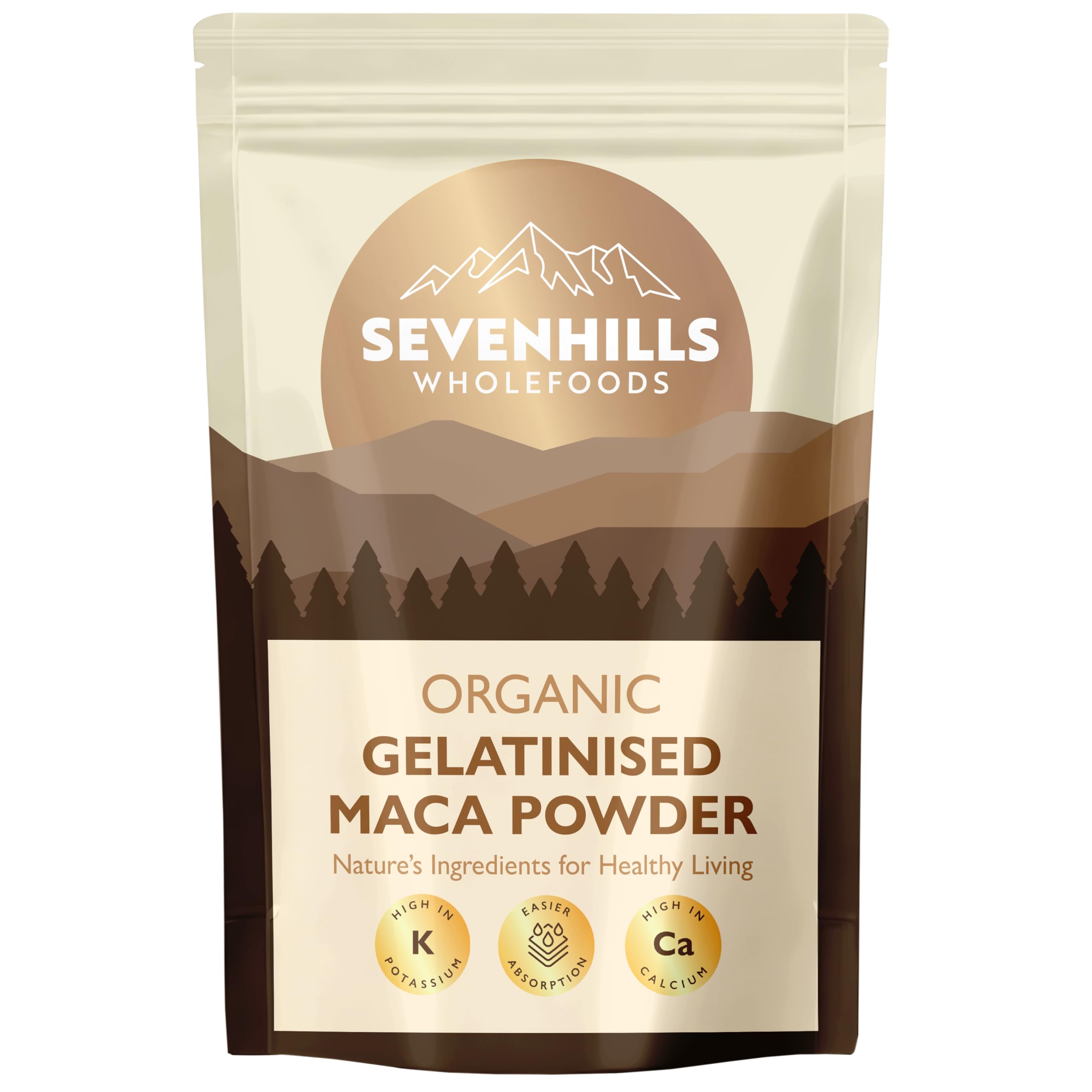 Sevenhills Wholefoods Organic Gelatinised Maca Powder 1kg | Four Roots - Yellow, Red, Purple, and Black | Peruvian | Certified Organic | GMO-Free | Gluten-Free