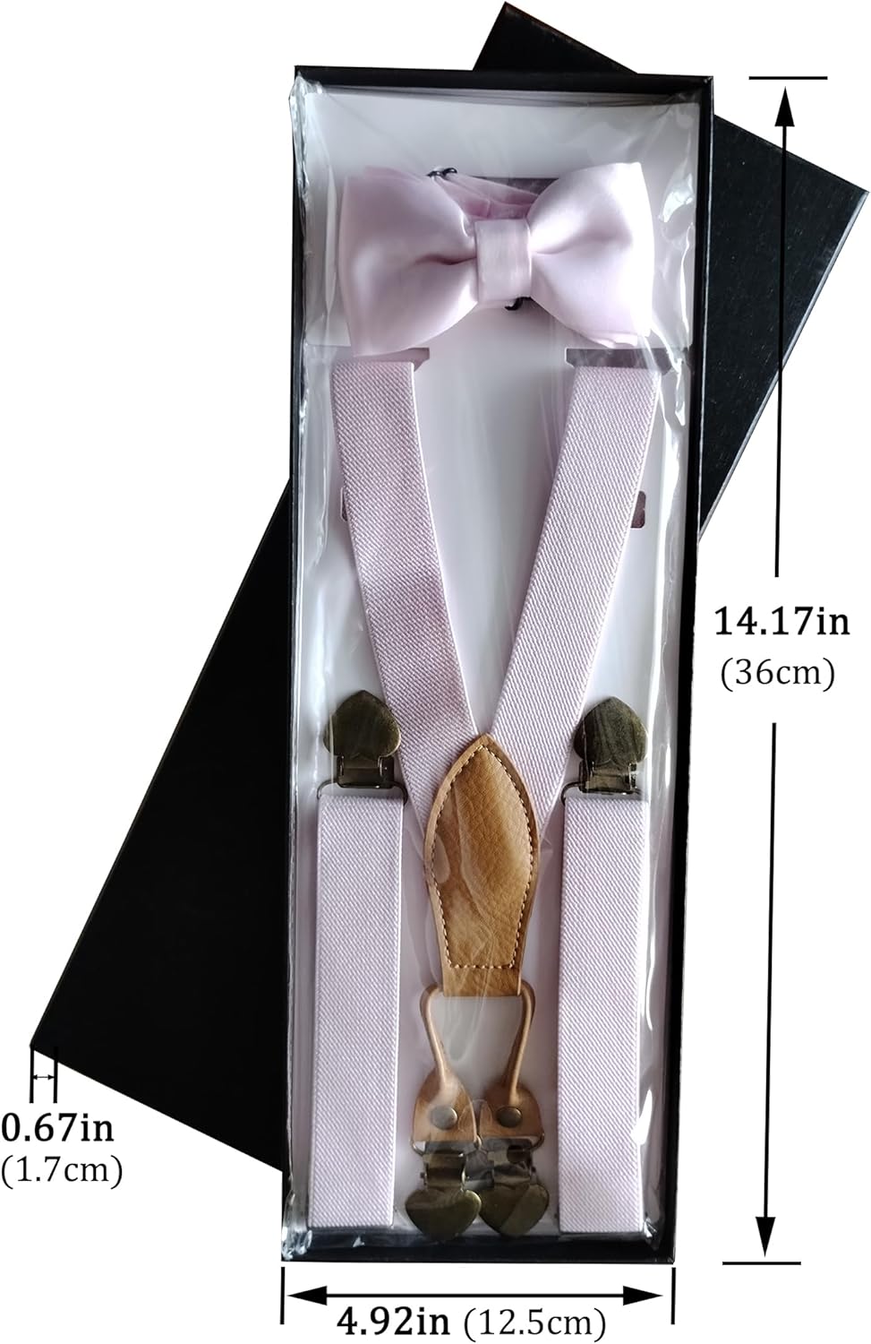 Men's Boys' Suspenders and Bow Tie Set with Heart Clips Y Style Adjustable - Image 4