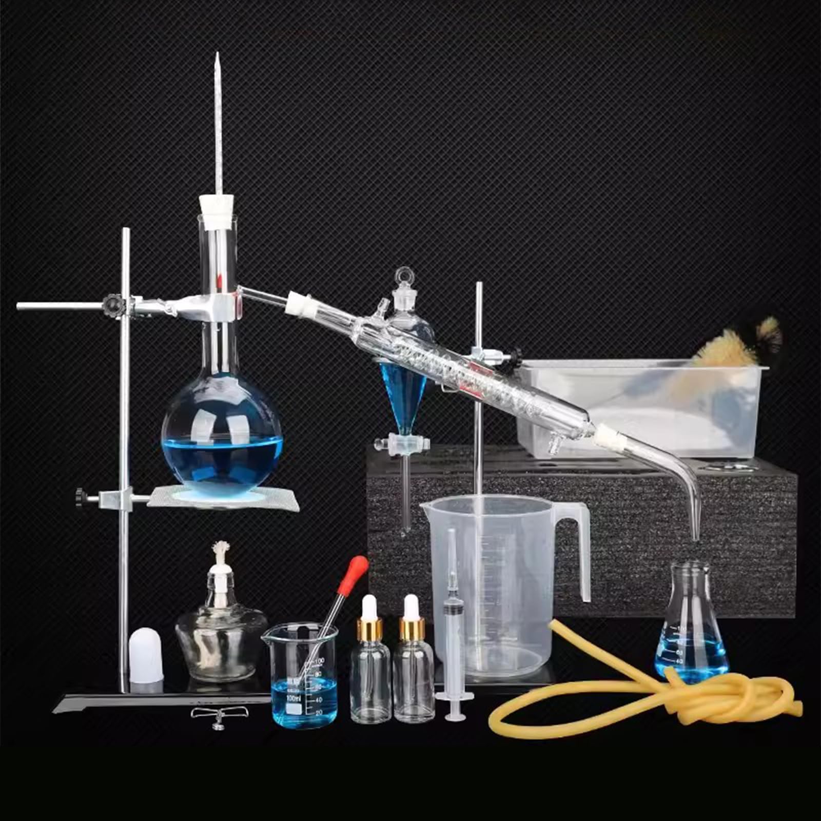 Kit di distillazione, Vetreria di Laboratorio, Distillatore di Alcool, Kit di Vetro di Laboratorio di Chimica, Set di Bicchieri di purificatore del distillatore Domestico, 500ml