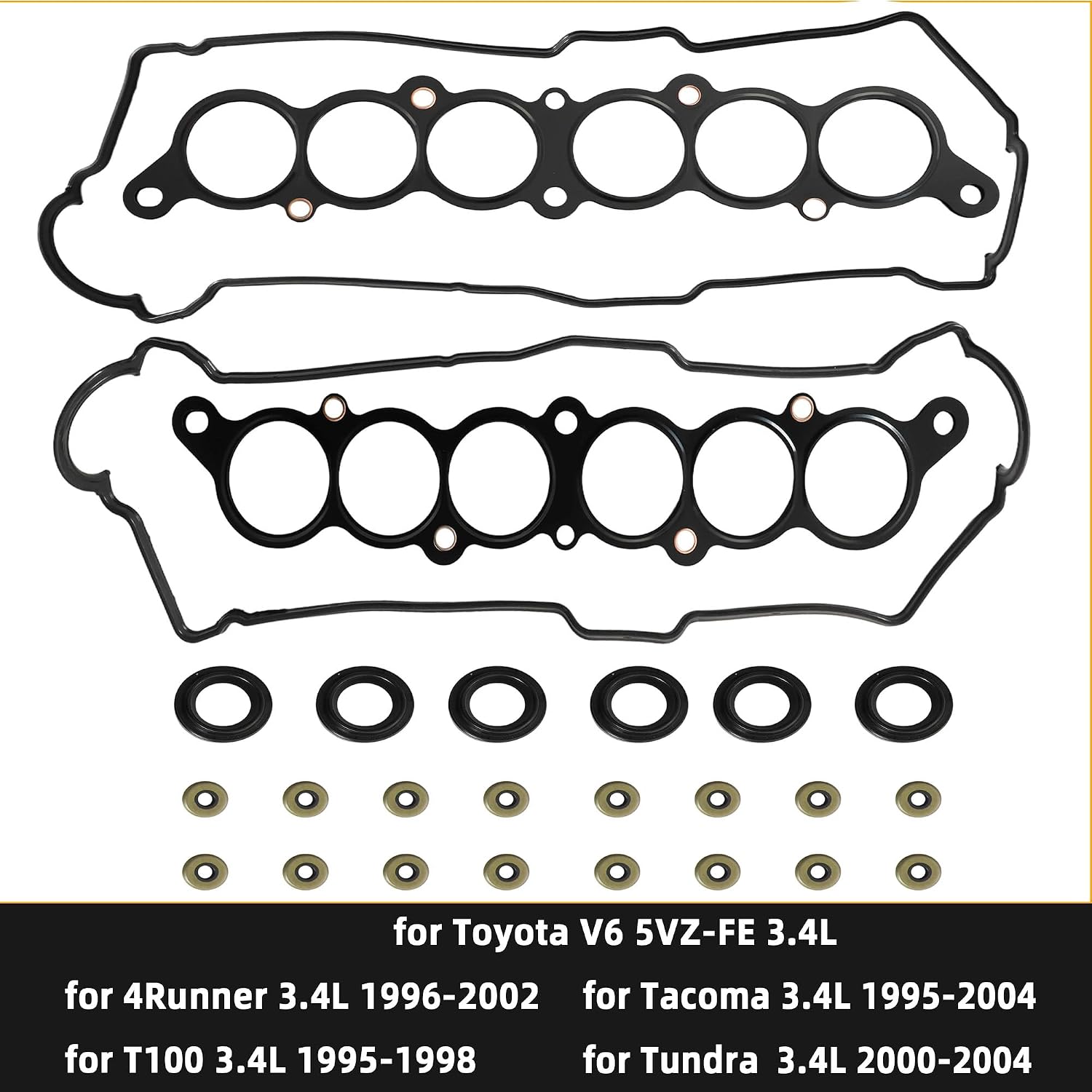Engine Cylinder Valve Cover Gasket Set Fit For Toyota V6 5vz-fe 3.4L 4Runner 1996-2002 T100 1995-1998 for Tacoma 1995-2004 Tundra 2000-2004 Replace VS50422R VC203 MS95899