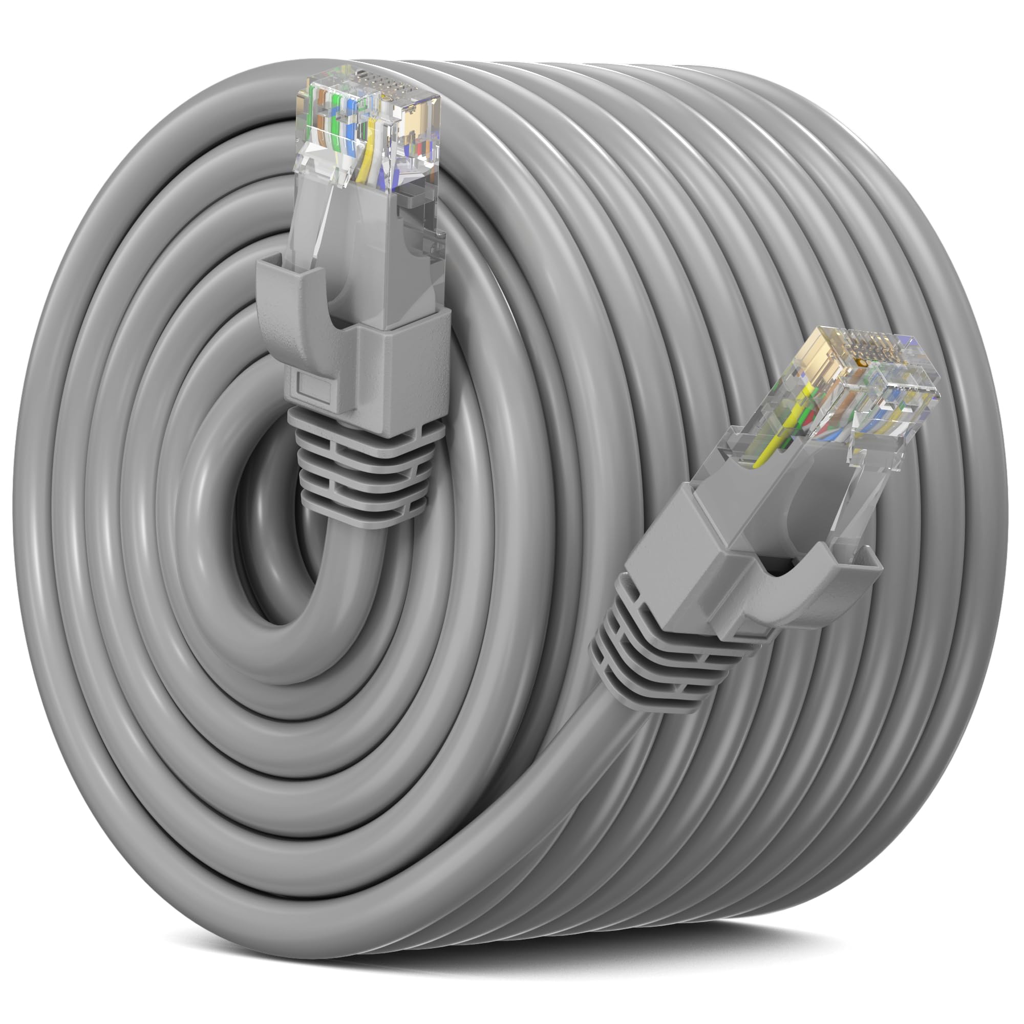 Maximm Ethernet-Kabel, 91,4 m, CAT6, Hochgeschwindigkeits-Internet-Netzwerk-LAN-Kabel, Outdoor, wasserdicht (grau)
