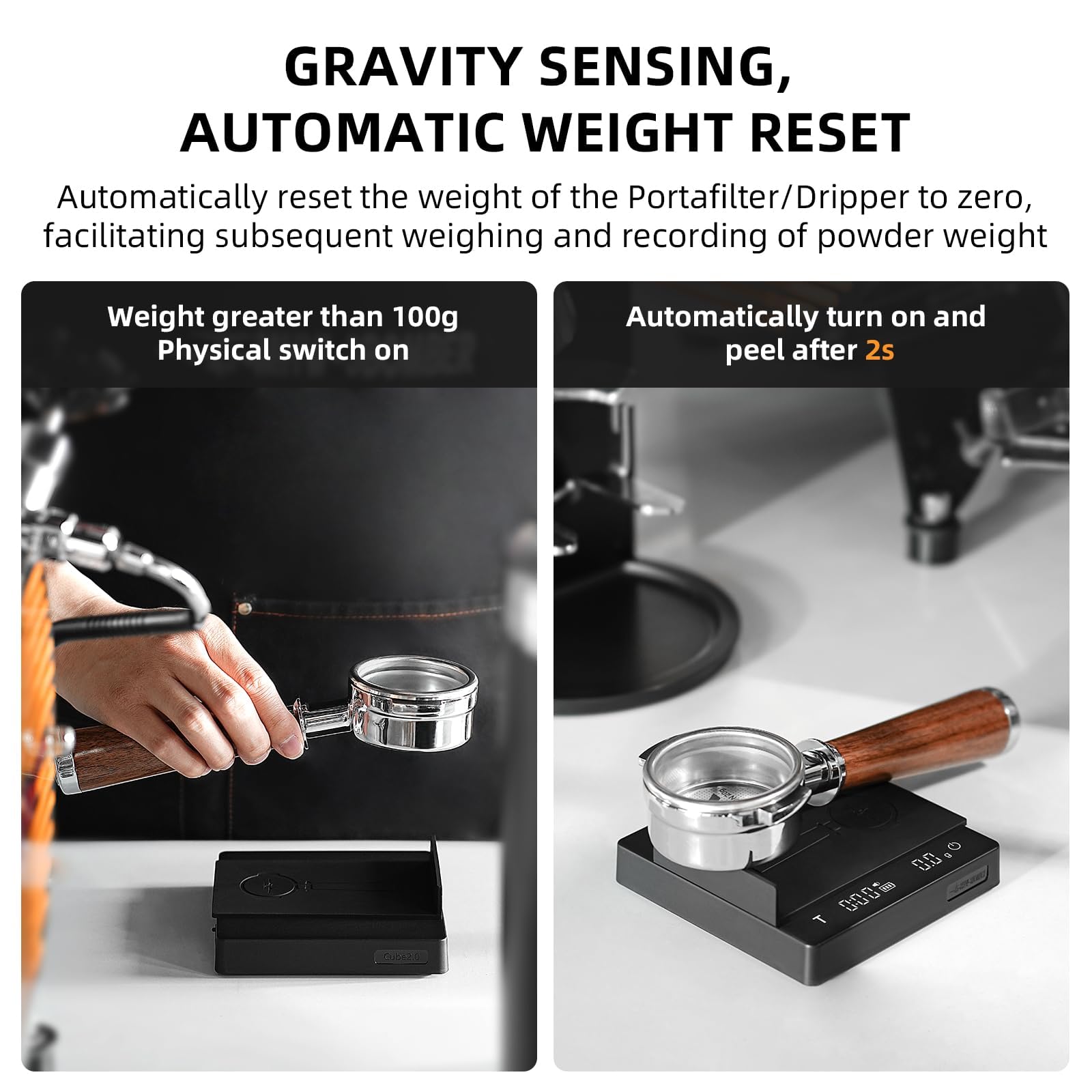 MHW-3BOMBER Mini bilancia da caffè con timer, bilancia ricaricabile con sensore di gravità, 2 kg/0,1 g, precisione per espresso e pour-Over, bilancia digitale