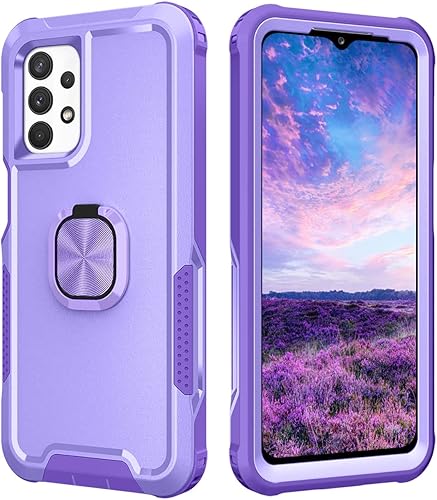 Petocase Funda para Galaxy A32 5G resistente a prueba de golpes con soporte de anillo de 360 soporte para coche parachoques híbrido cubierta trasera