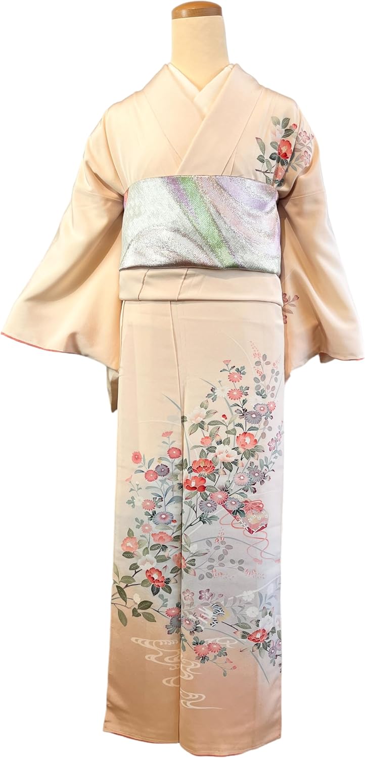 振袖 正絹 京友禅 お仕立て上がり 緑地古典花文様 lf202 京友禅競技