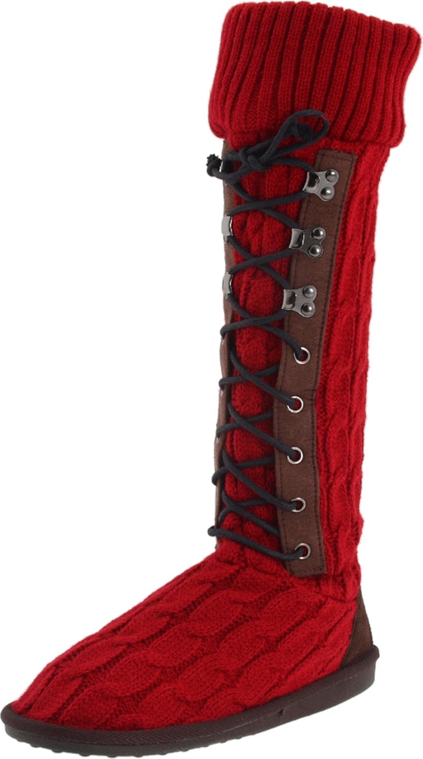 MUK LUKS Women's Cable Knit Lace-Up Slipper