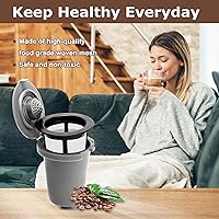 Vista 6 de KEEPOW Taza de filtro reutilizable para cafetera, piezas de repuesto de filtro, filtros de café reutilizables para cafetera de una sola porción