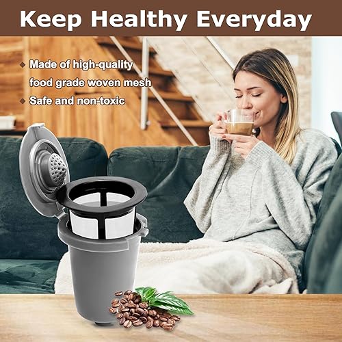Miniatura 6 de KEEPOW Taza de filtro reutilizable para cafetera, piezas de repuesto de filtro, filtros de café reutilizables para cafetera de una sola porción para