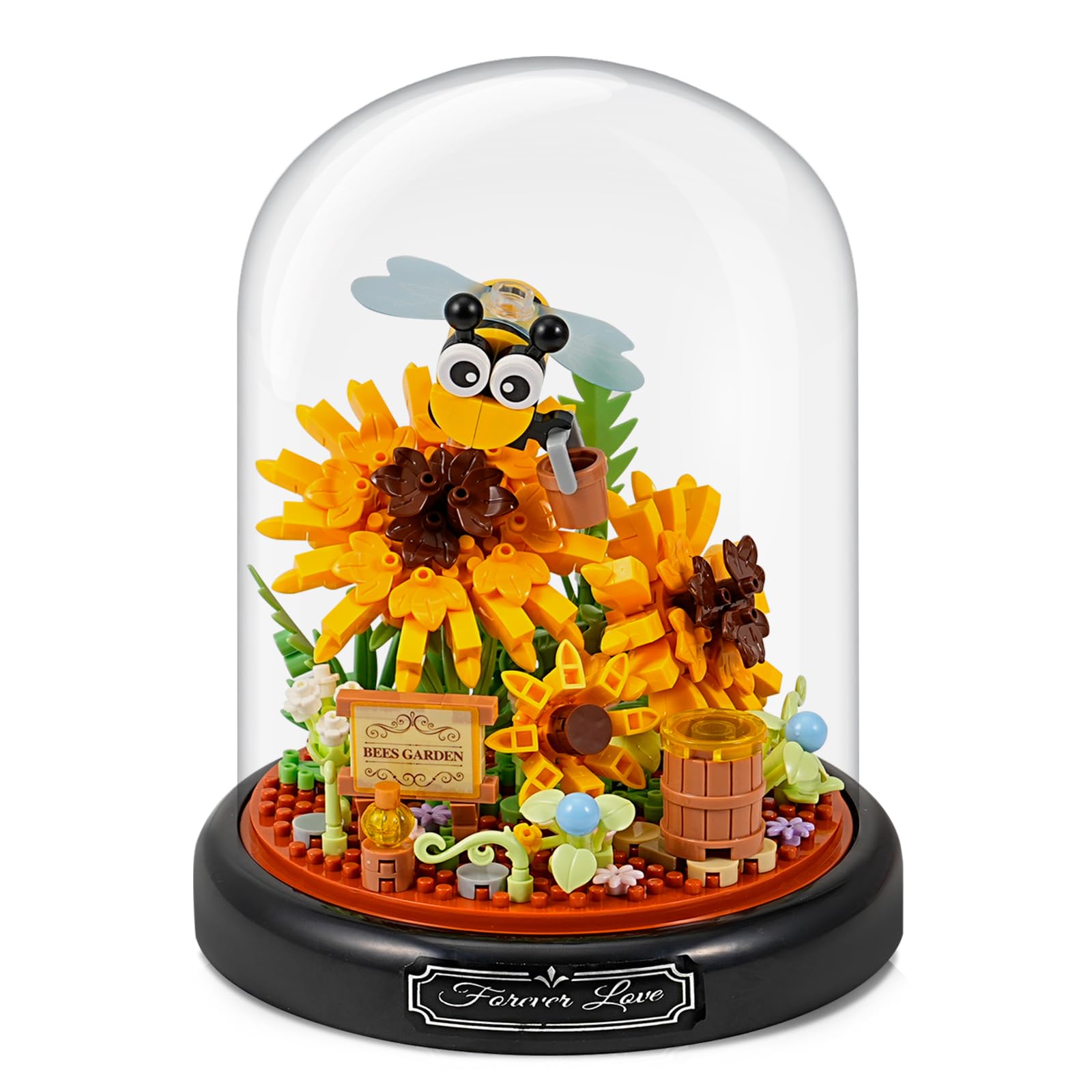 Mini Animals Flower Building Set, 588 Pcs Animals and Flower Building Blocks with Transparent Cover