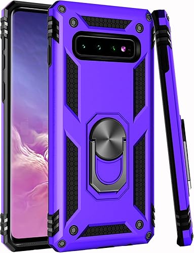 LUMARKE Funda para Galaxy S10+ Plus, pasa 16 pies, probada en caídas con anillo magnético y soporte, compatible con soporte de montaje de automóvil,
