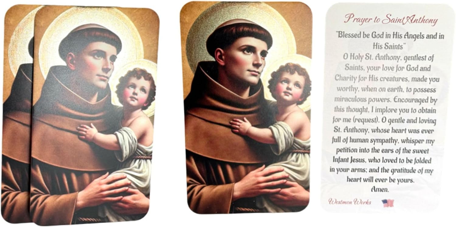 Westmon Works St Anthony Holy Card Patron Saint of Hopeless Causes Prayer Made in the USA, Set of 10 - Image 2