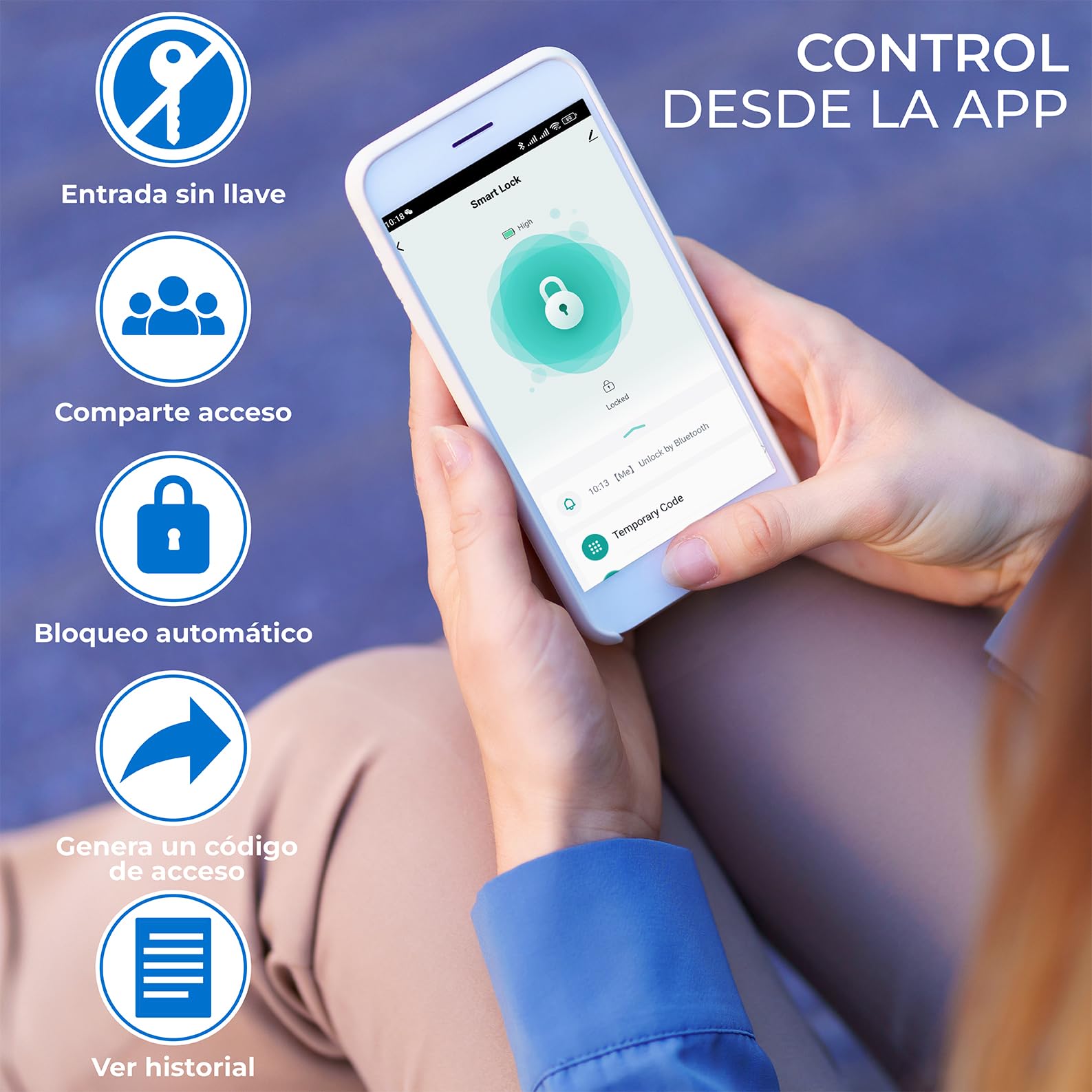 LED ATOMANT Confezione da 4 Serratura Smart per Porte 5 in 1 con Impronta Digitale, Codice PIN, App Mobile, Scheda RFID e Chiave, Apri Porta di Casa Biometrica per Casa, Ufficio o Hotel