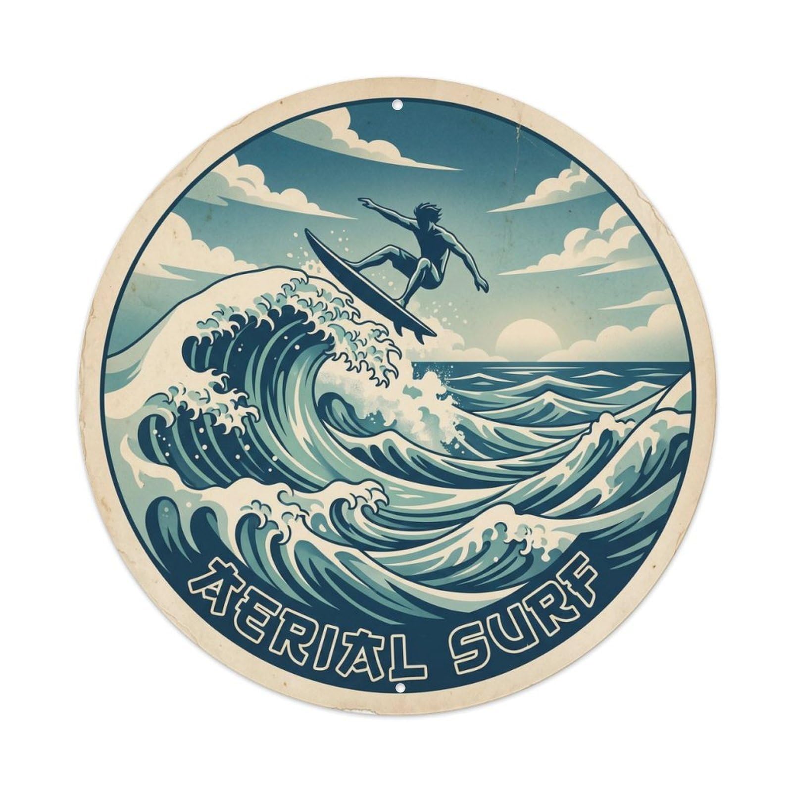 Surf Hawaii Island Getaway Ocean Coast Break Metal Tin Sign