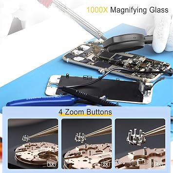 1000X Magnifying Glass, Handheld Microscope with 2.8in HD IPS Screen 15 LED Lights Digital Magnifier for Reading, Inspection, Jewelry, Exploring, 12 Languages