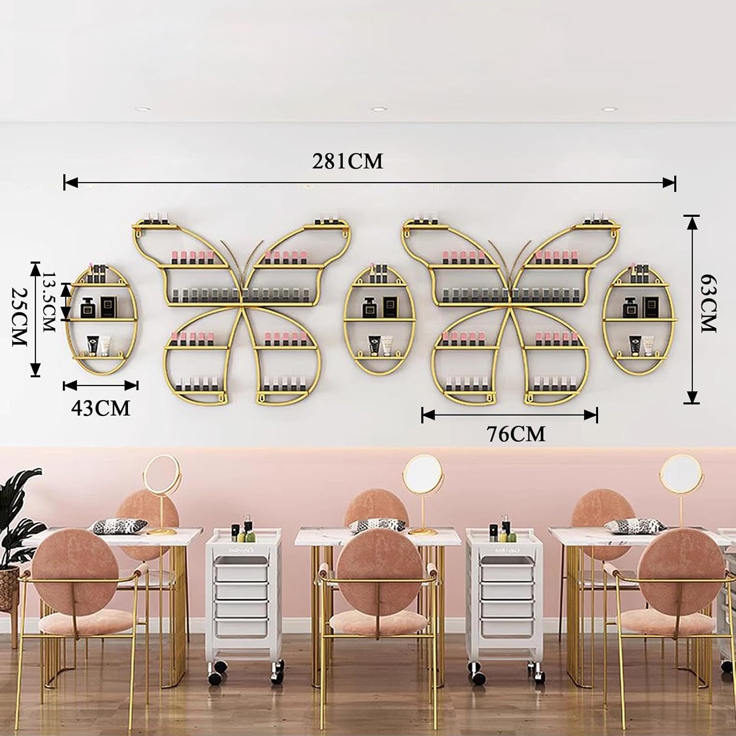 5 Tiers Nail Polish Wall Storage Rack, Nail Polish Essential Oil Display Shelf in Nail Salon, Wall Mounted Display Cabinet, Hanging Wall Nail Polish Makeup Cosmetics Perfume Rack