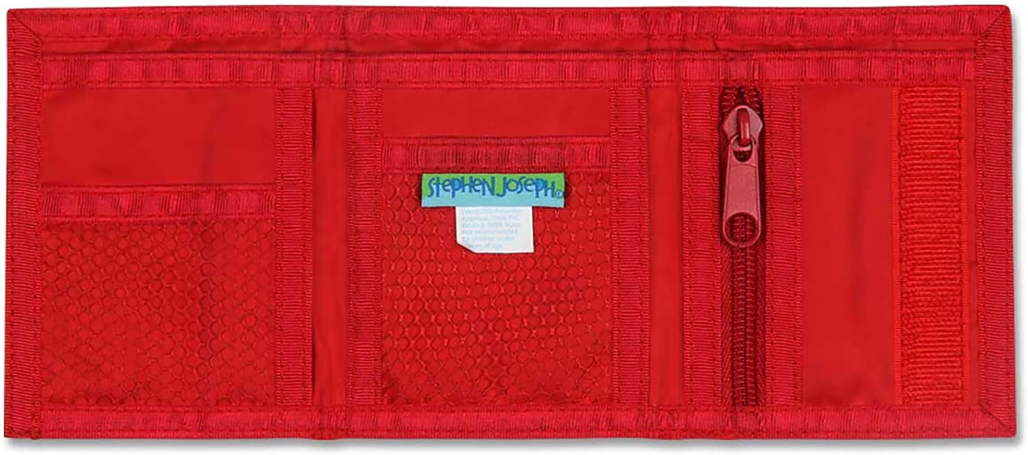 Stephen Joseph Kids Unisex Wallet for Boys and Girls With Applique Designs, Screen Printed With Zippered Coin Pocket, Firetruck