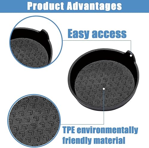 Miniatura 4 de Posavasos de automóvil para portavasos de automóvil, paquete de 4 alfombrillas universales de elastómero termoplástico, impermeables,