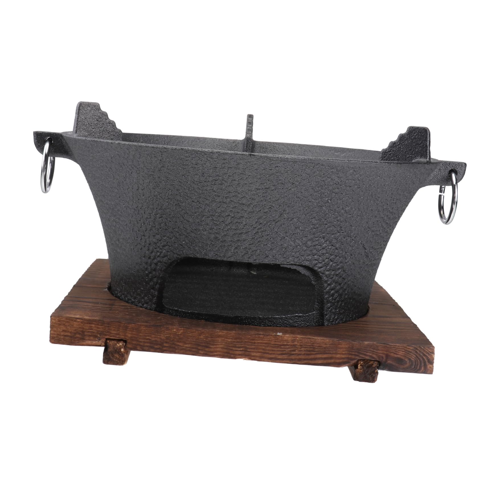Réchaud de barbecue portable en fonte POPETPOP avec plateau bois