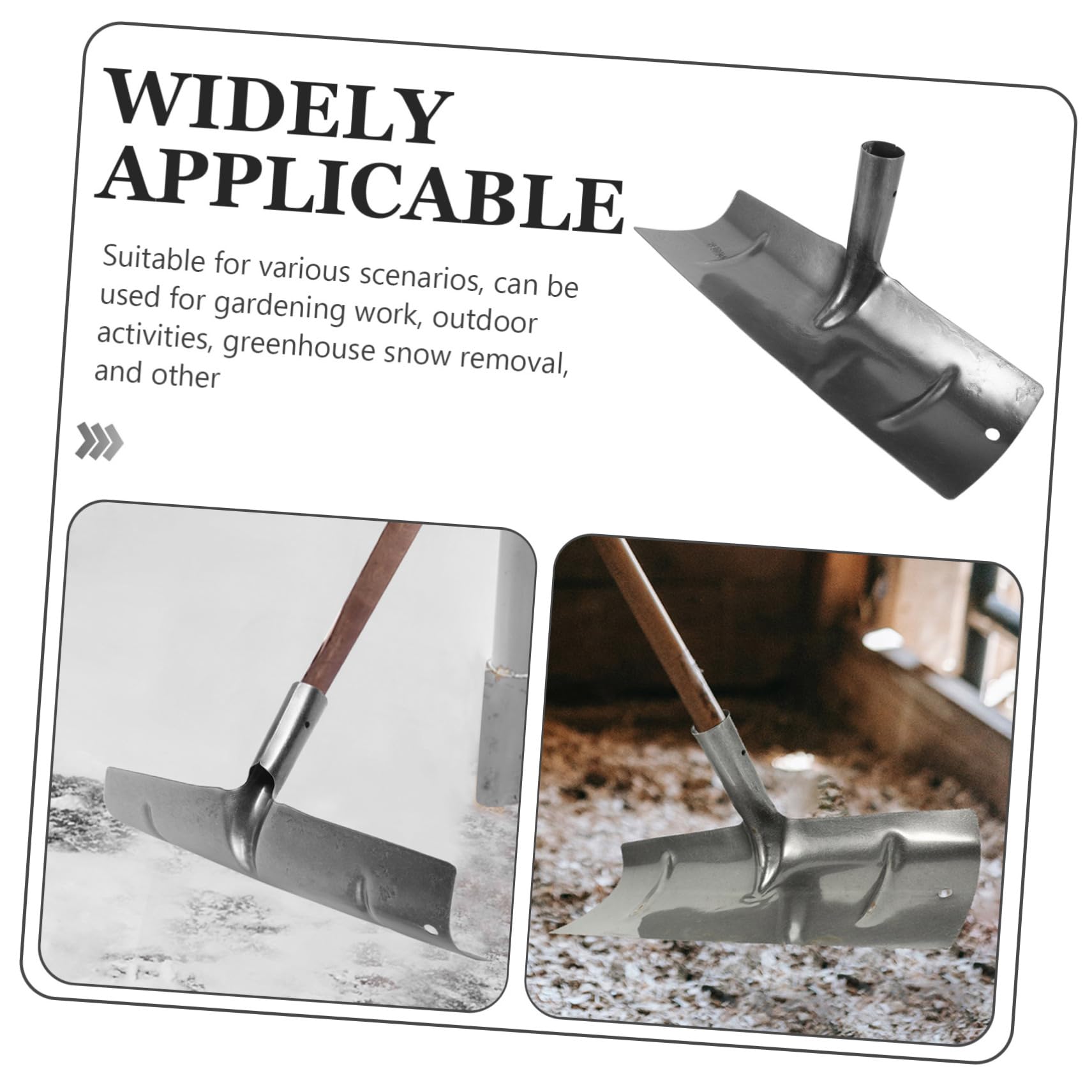 Pala de jardín de metal, pala de limpieza resistente, paleta de mano de jardín duradera, ideal para eliminación de residuos, pala de residuos de acero para limpieza de césped y jardín