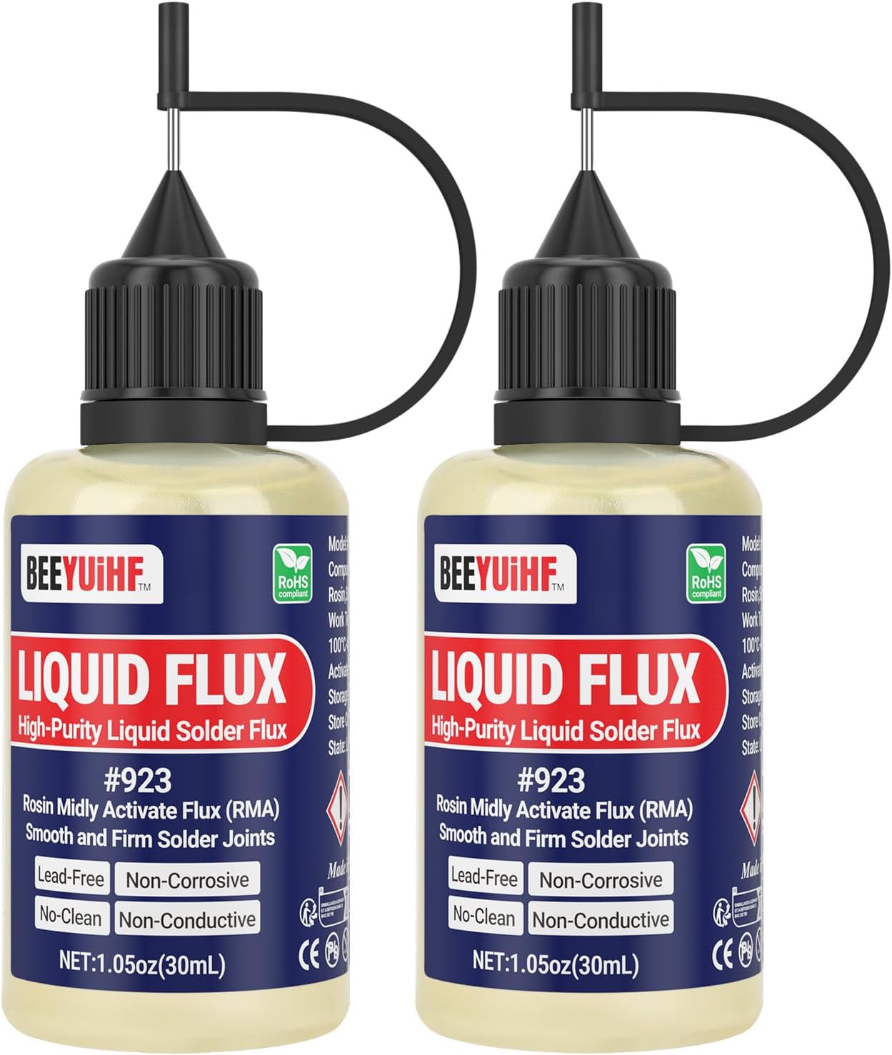 Liquid Solder Flux Dropper, 60mL Liquid Soldering Flux, No Clean Liquid Flux, Electrical Liquid Rosin Flux Solder, Liquid Flux Soldering Squeeze Bottle (30 mL x 2)
