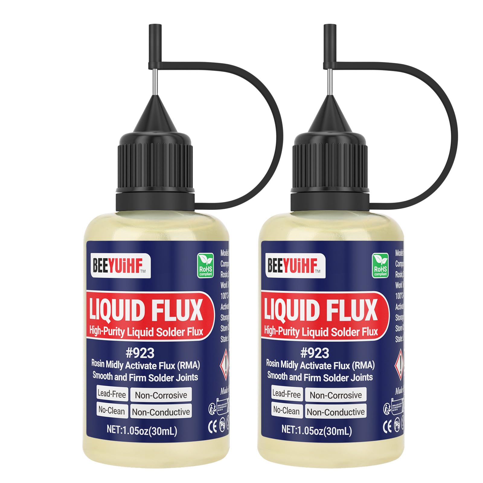 Liquid Solder Flux Dropper, 60mL Liquid Soldering Flux, No Clean Liquid Flux, Electrical Liquid Rosin Flux Solder, Liquid Flux Soldering Squeeze Bottle (30 mL x 2)