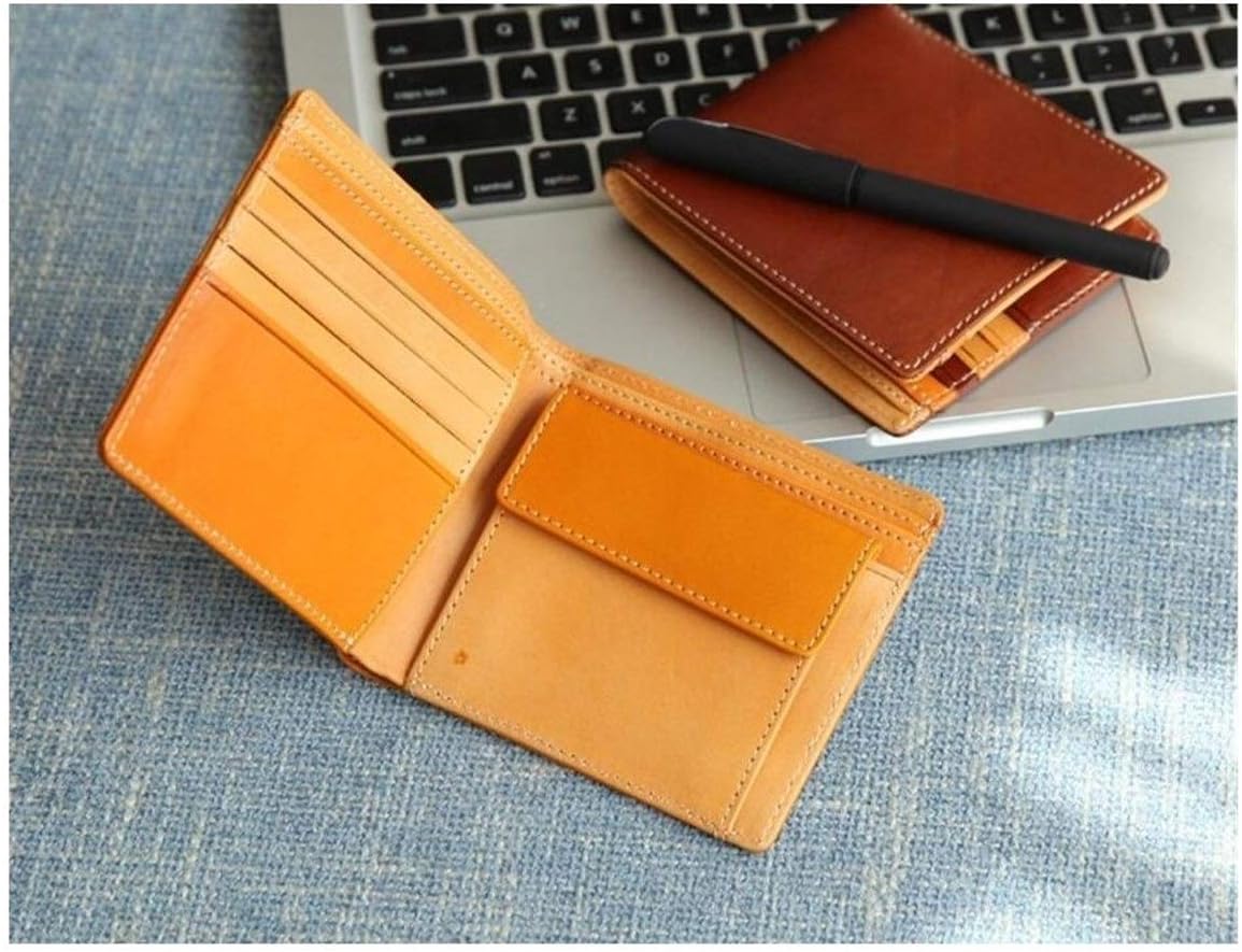 Leather Short Men's Wallet Men's Wallet Handmade Japanese Fashion Trend Leather Cowhide Suede Jejune Wallet Suited For Leisure Fashion Business Men's Wallet (Color : Camel, Size : S)