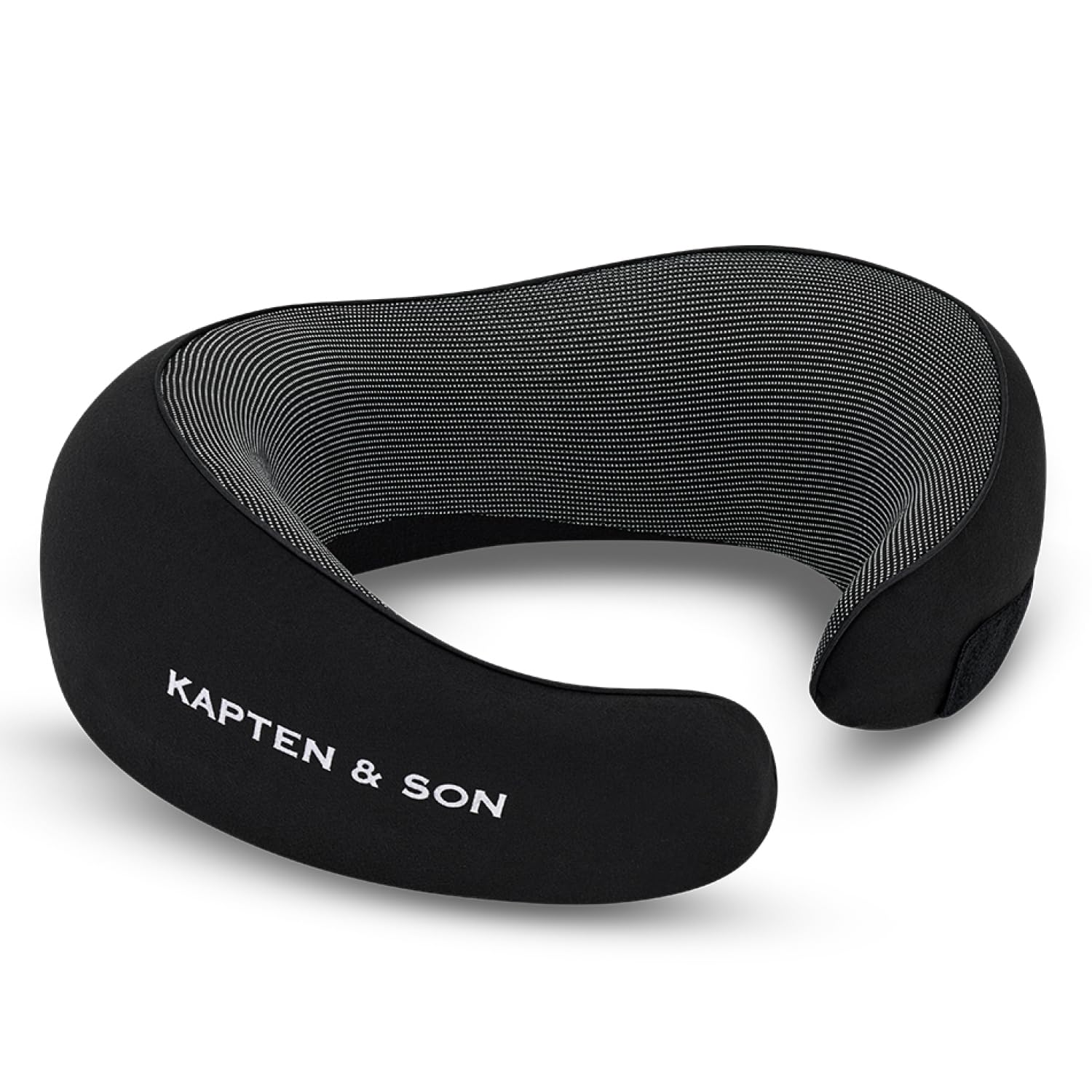 Kapten & Son Coussin de nuque motif avion All Black - Coussin de voyage noir - Avec mousse à mémoire de forme, fermeture et housse - Taille réglable - Coussin ergonomique