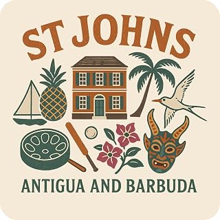 St Johns Antigua and Barbuda Souvenir Vinyl Sticker – Destination Travel Keepsake Collectible 4-Inches Wide