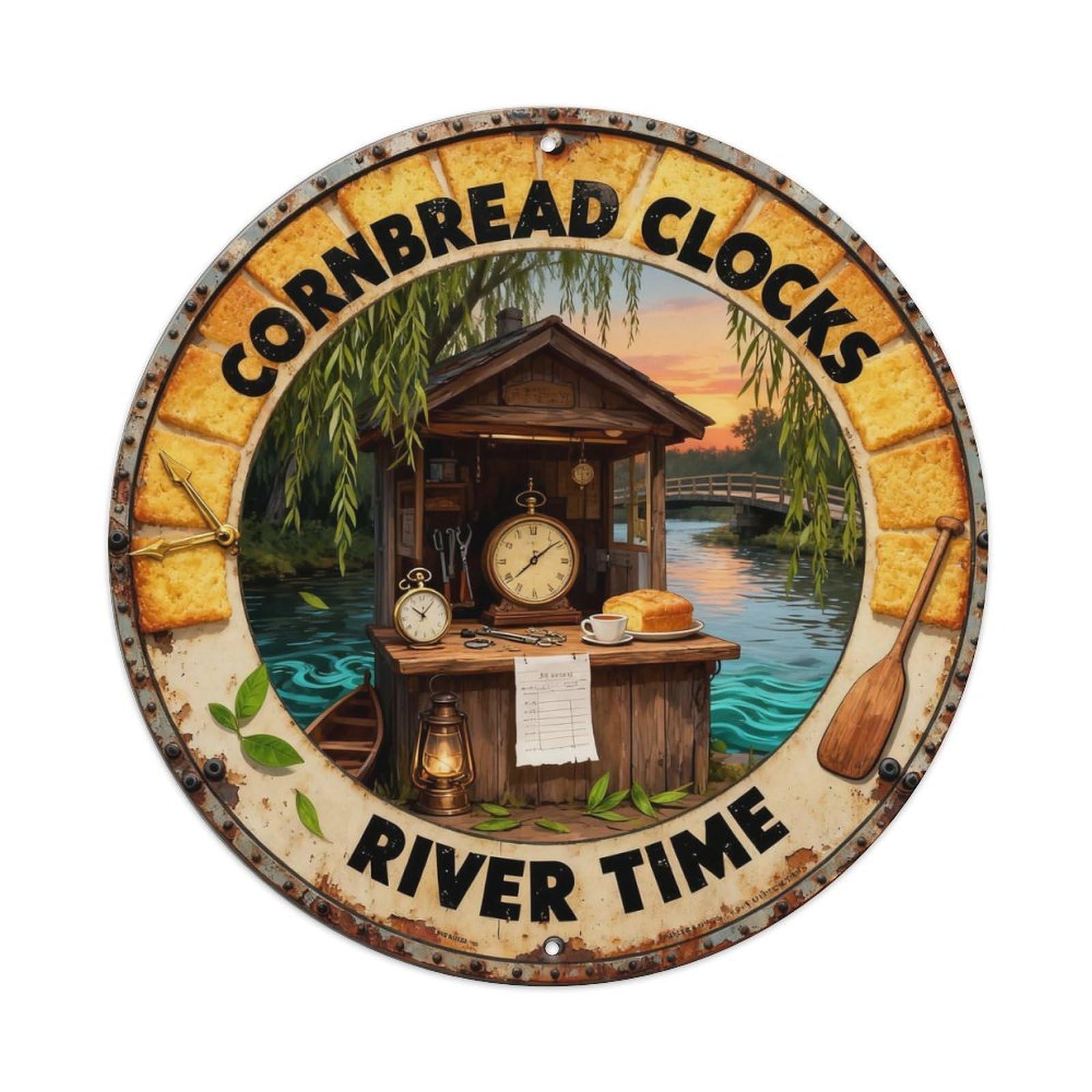 Cornbread Clocks Sign Metal Tin Sign Plaque
