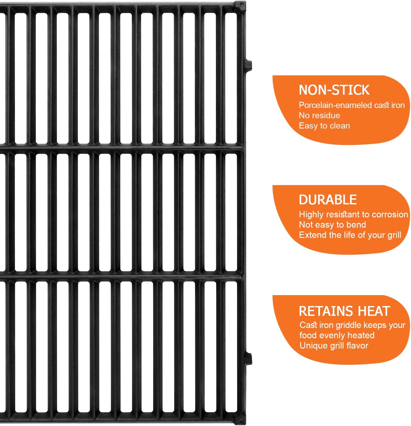 GGC 7638/7639 Grill Grates for Weber Spirit &Spirit II 300 Series, 17.5" Grill Parts for Weber Spirit E/S 310, E/S 320, E/S 330, Spirit 700, Genesis Silver B/C, Gold B/C 1000-3500 Gas Grill