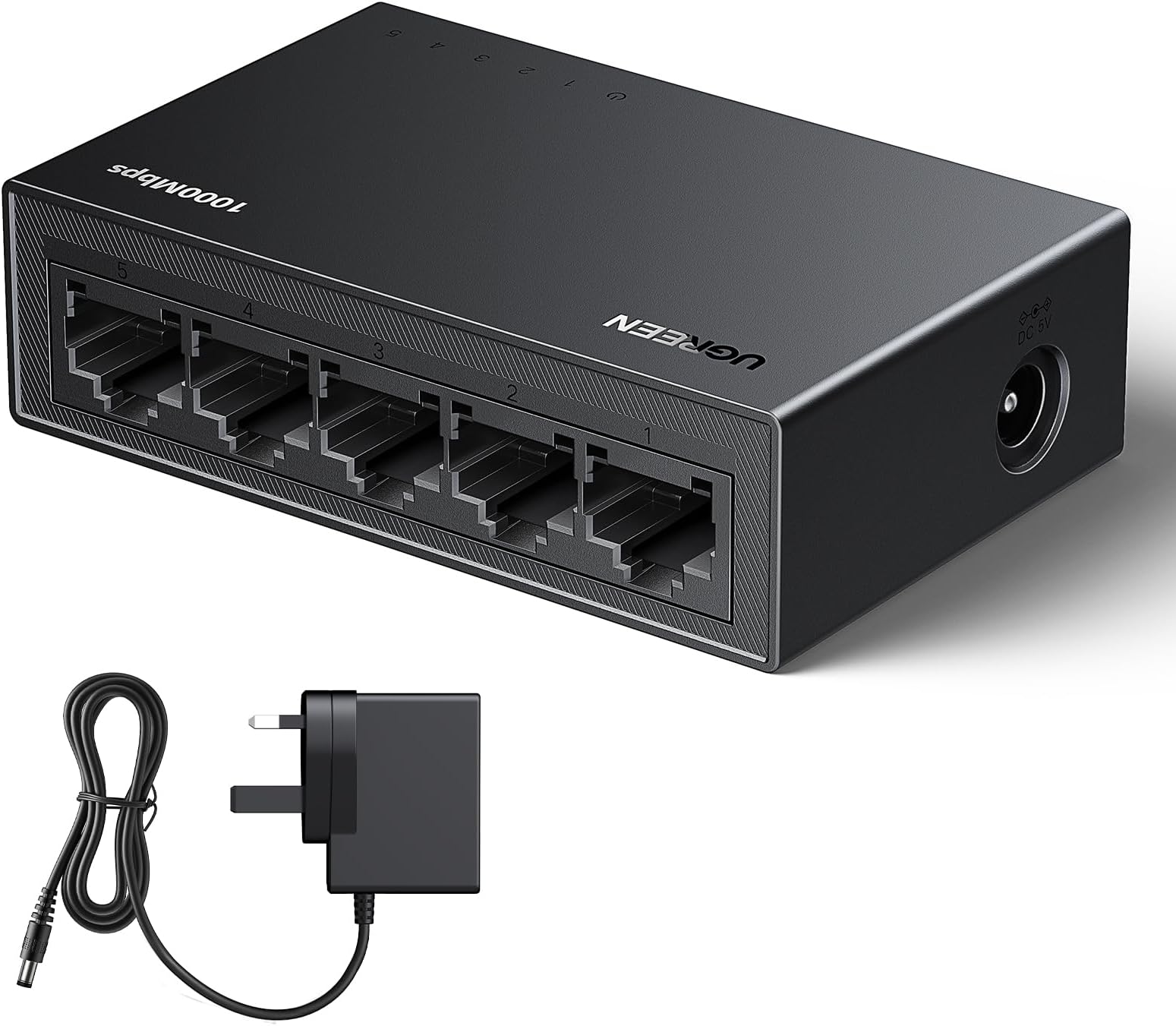 UGREEN Ethernet Switch 5-Port Gigabit, Desktop Network Splitter, with 5*RJ45 Port Support 10/100/1000Mbps, Unmanaged Plug and Play Ethernet Adapter, Compatible with Router, TV, Game Console, Computer