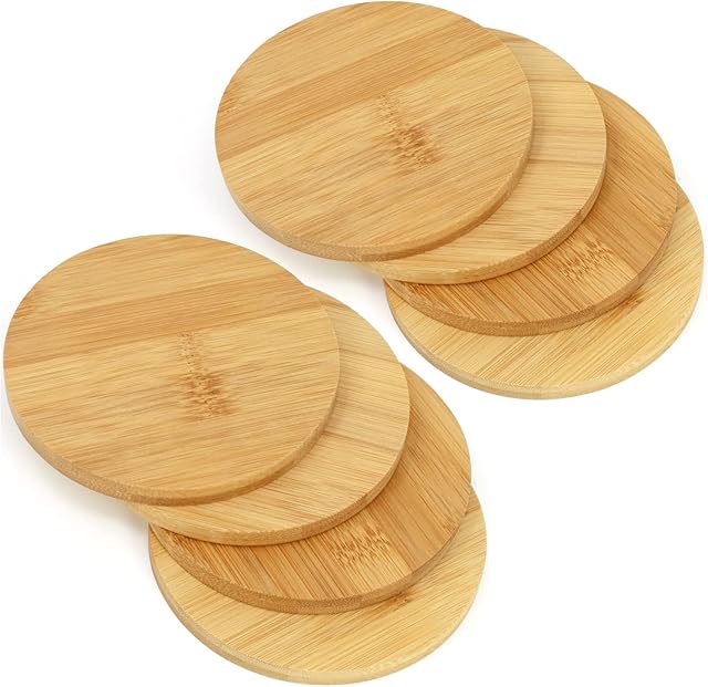 COM-FOUR® 8x coasters made of bamboo - round glass coasters - coasters for glasses - cup coasters - Ø 11 cm, round, 0.9 cm thick (8 pieces)