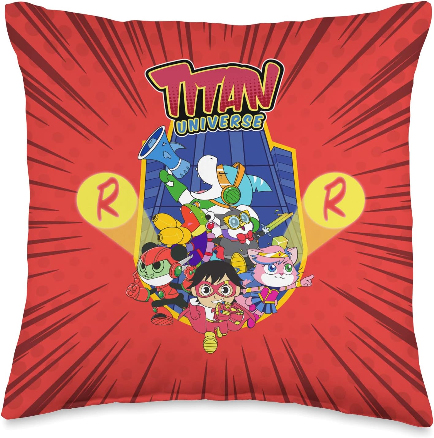 Ryan's World Titan Universe Red Titan and Team Throw Pillow