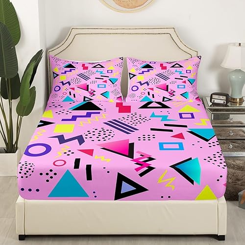 Miniatura 3 de Juego de ropa de cama de los años 80 con patrón de Memphis, juego de sábanas vintage de los años 90, estilo Memphis, juego de sábanas de cama con