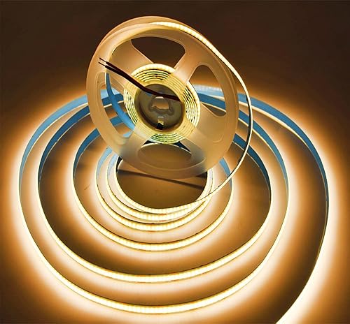 Tira de luces LED, 16.4 pies16.4 ft DC12V de alta densidad, 320 LEDsM, tira de luz COB, 32000 lm, súper brillante, regulable, no impermeable, para