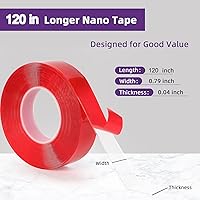Vista 2 de Cinta adhesiva de doble cara resistente, extra grande, cinta de montaje nano resistente y transparente, tiras de montaje multiusos para colgar