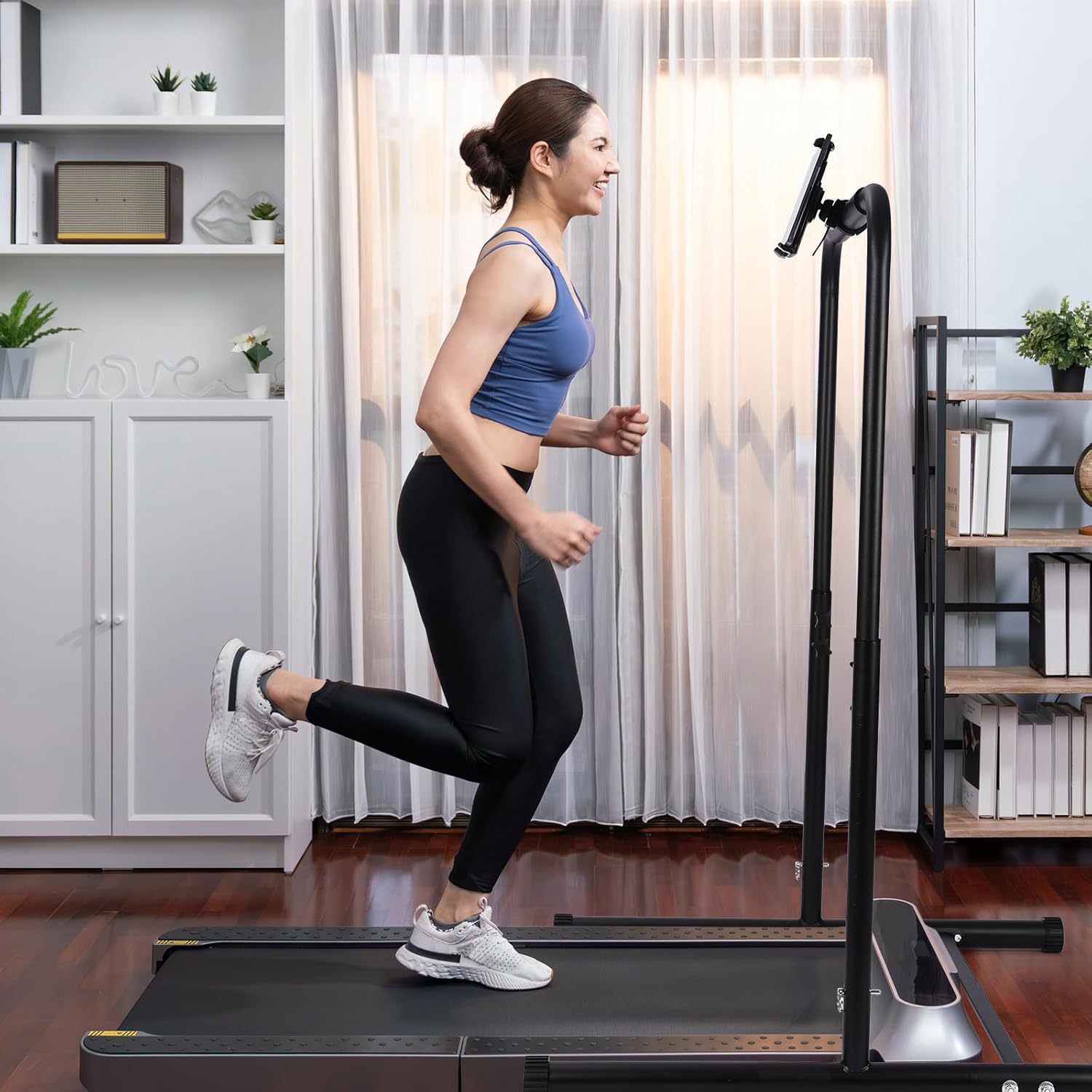 Leinuosen 24.4 Inch Wide Handle Bar for Walking Pad Only with Phone Holder Adjustable Handrail Height Comfortable Grip Stainless Steel Frame Stable