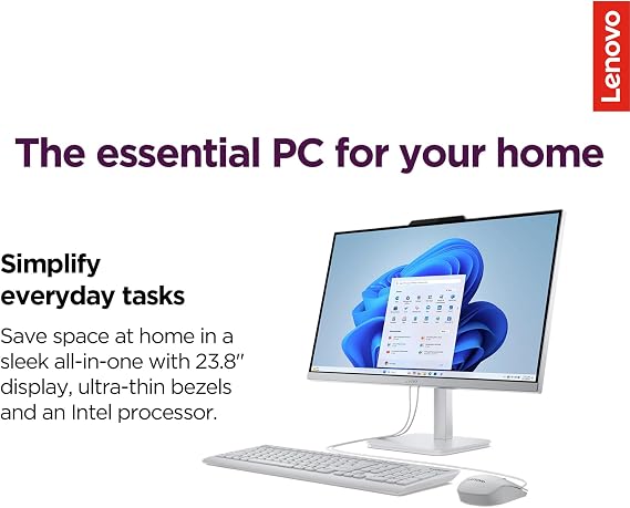 Lenovo 24 FHD All-in-One Desktop Computer with Office 365 for The Web 16GB RAM 1TB Storage (512GB SSD w/ 512GB External) Intel 4-Core Wired Keyboard and Mouse